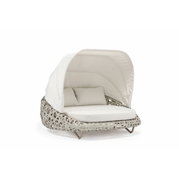 Curl Alum Wicker Bed with Canopy 170504